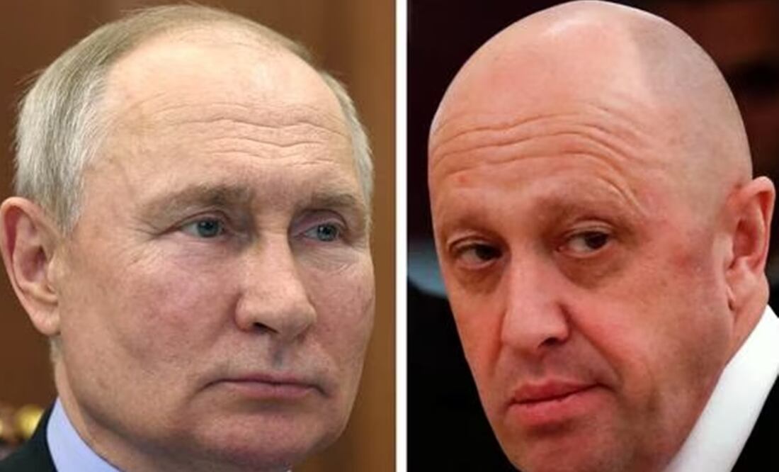Esta combinación de fotos muestra al presidente de Rusia, Vladimir Putin, y al jefe del Grupo Wagner, Yevgeny Prigozhin. Foto: AFP