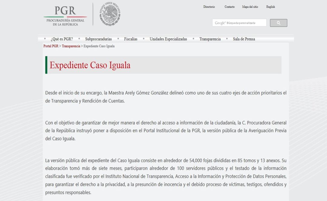 TOMADA DEL SITIO WEB OFICIAL DE LA PGR