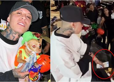 Santa Fe Klan entrega calaverita a sus paisanos; dulces y hasta billetes de 500 pesos