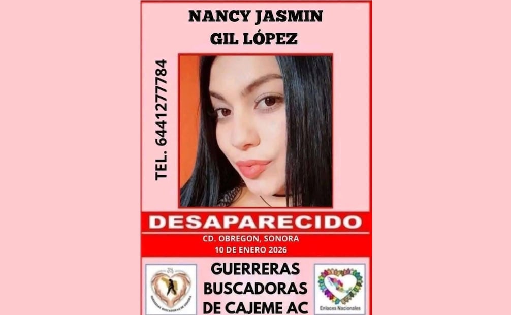 Ficha de búsqueda de Nancy Jazmín "N" en Sonora (15/01/2026). Foto: Especial