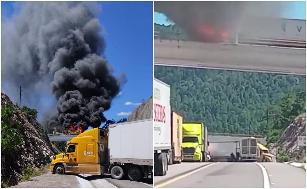 Este 26 de septiembre bloquean Maxipista Mazatlán-Durango e incendian vehículos y camiones. Foto: Captura de video