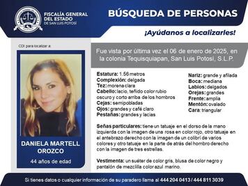 Indagan si restos hallados en SLP pertenecen a Daniela Martell; víctima denunció violencia familiar antes de su desaparición