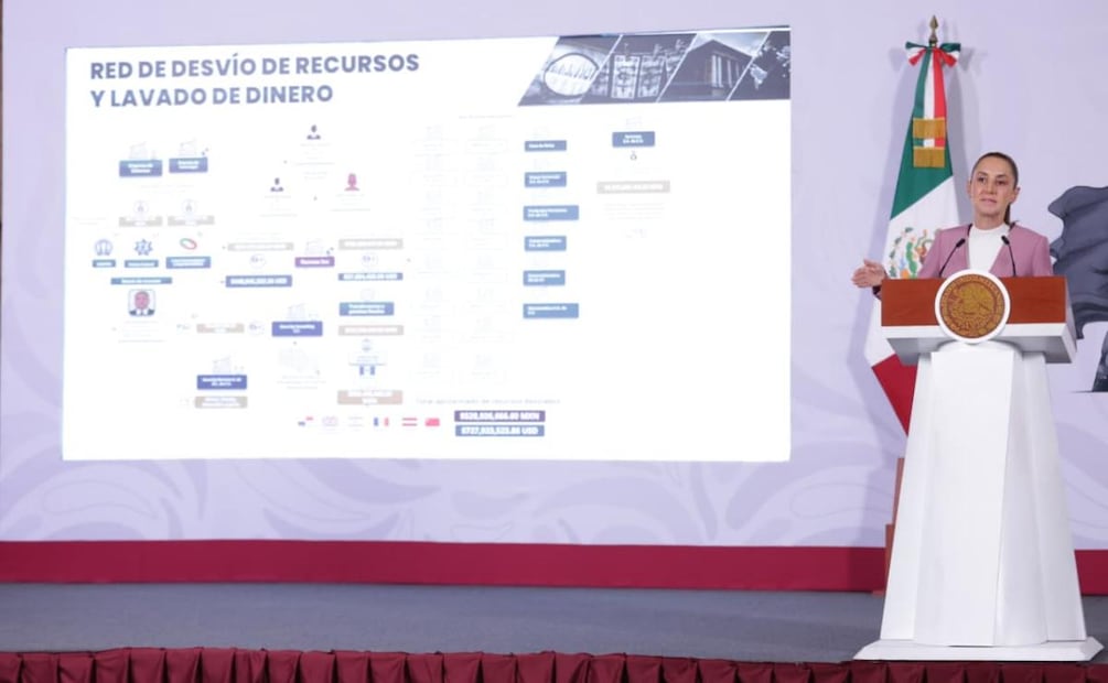 Presidenta Claudia Sheinbaum durante la conferencia “La Mañanera del Pueblo” desde Palacio Nacional este 28 de agosto del 2026. Foto: Fernanda Rojas / EL UNIVERSAL