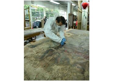 Restauran lienzo devocional del siglo XVIII de Ecatzingo