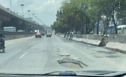 Automovilistas piden reparación de bache en carriles centrales de la México-Querétaro 