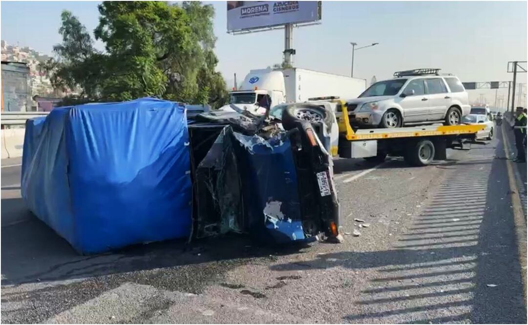 Accidente en la autopista México-Pachuca, a la altura del kilómetro 14.5, en el territorio de Ecatepec. Foto: Especial