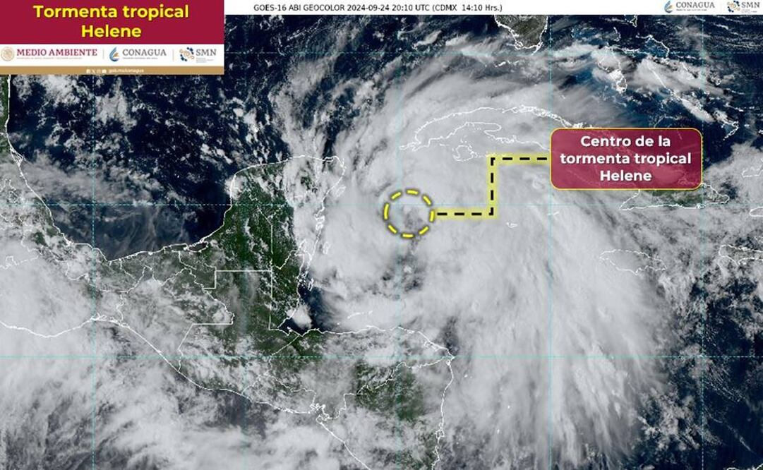 Avance de la tormenta tropical Helene por el mar Caribe, formada el martes 24 de septiembre / Imagen Satelital. Conagua