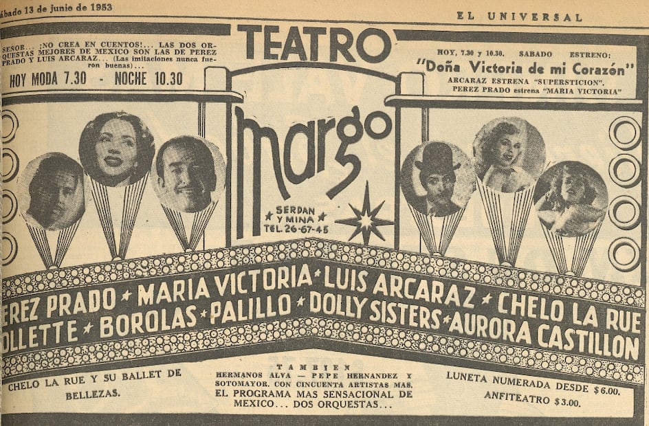 María Victoria, estrella del Teatro Margo.
Foto: Hemeroteca EL UNIVERSAL.
