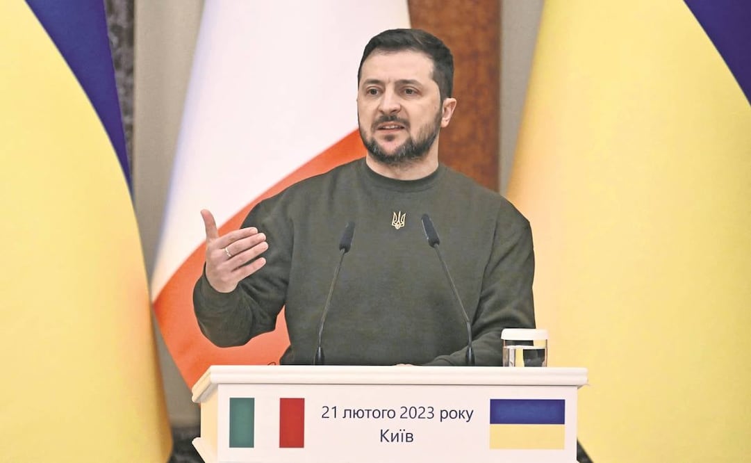 El presidente Volodimir Zelensky, ayer en Kiev. Foto:  Genya Salivov/ AFP