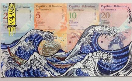 Artista pinta billetes contra crisis en Venezuela