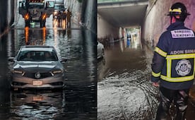 Cierran bajo puente en Tlalnepantla por inundación; rescatan vehículo de zona inundada