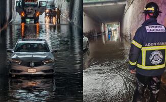 Cierran bajo puente en Tlalnepantla por inundación; rescatan vehículo de zona inundada