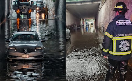 Cierran bajo puente en Tlalnepantla por inundación; rescatan vehículo de zona inundada