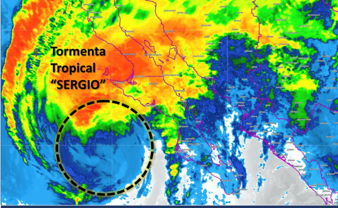 La tormenta tropical "Sergio" se encuentra ya en tierra, se localiza a 75 km al este de Punta Abreojos, y a 75 km al suroeste de Santa Rosalía, con vientos de 70 km/h, rachas de 85 km/h y desplazamiento hacia el noreste a 39 km/h. FOTO: ESPECIAL
