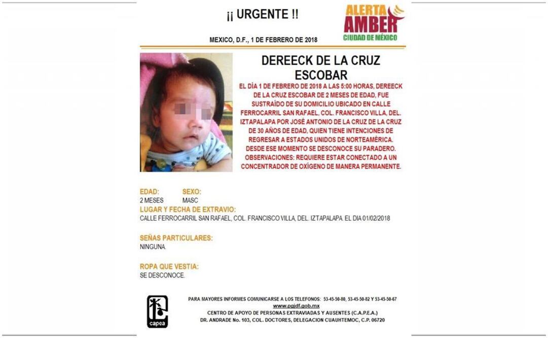 Activan Alerta Amber por padre que busca sacar a bebé del país