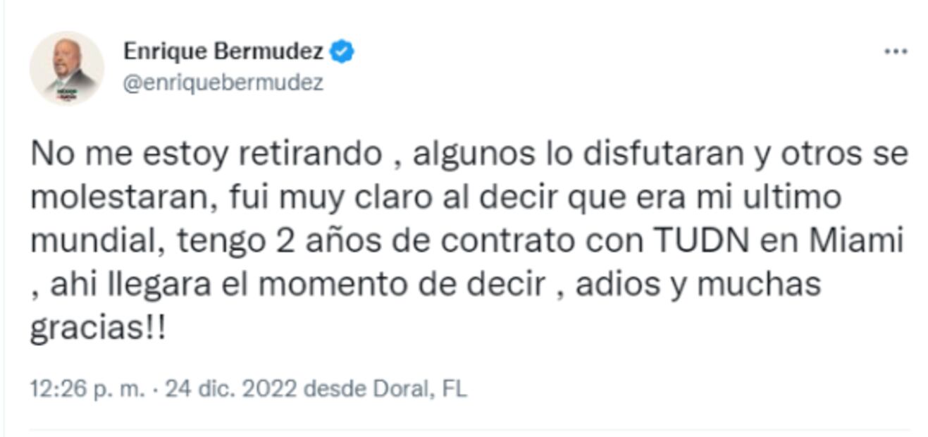 Enrique 'El Perro' Bermúdez explota y aclara su futuro: "No me estoy retirando"