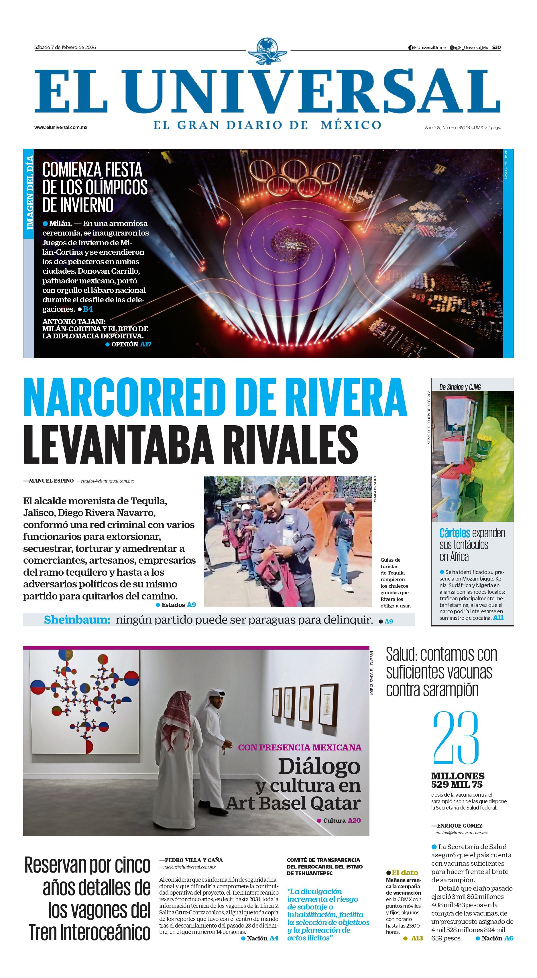 Portada impresa del 7 de febrero de 2026