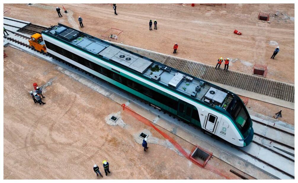 El 8 de julio llegó el primer vagón del tren maya a Quintana Roo. Imagen: Twitter.