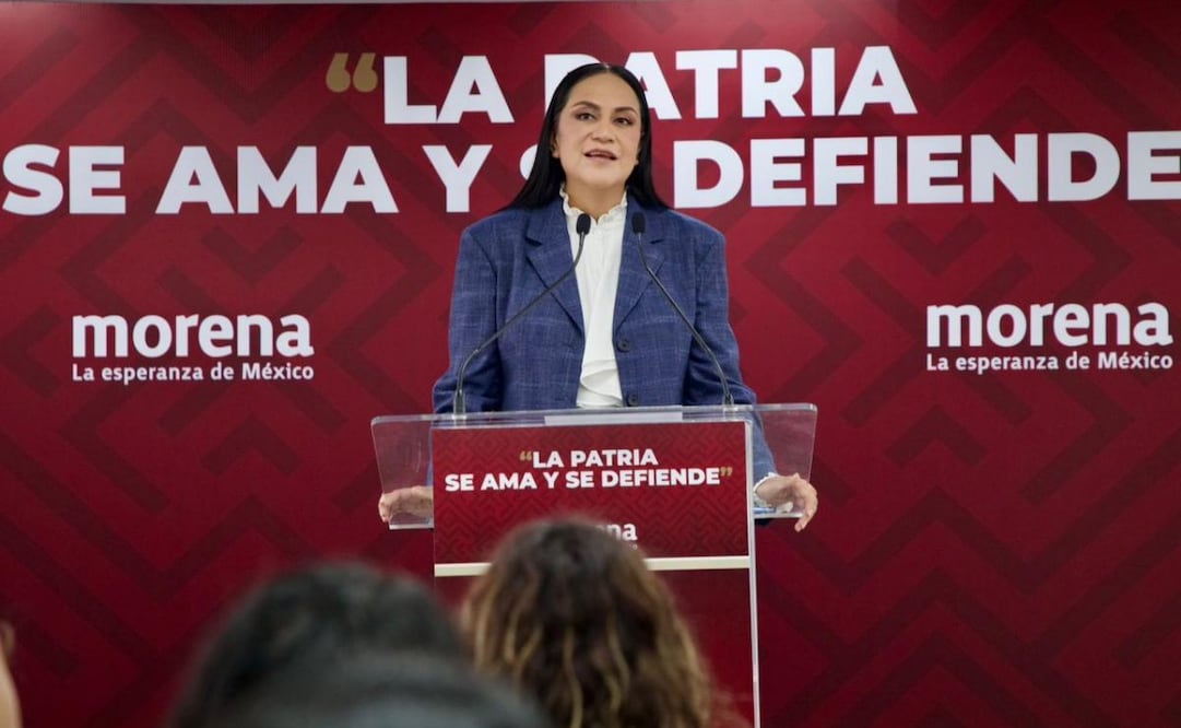 Ariadna Montiel Reyes, presidenta nacional de Morena, en conferencia de prensa este martes 2 de junio de 2026. Foto: Especial