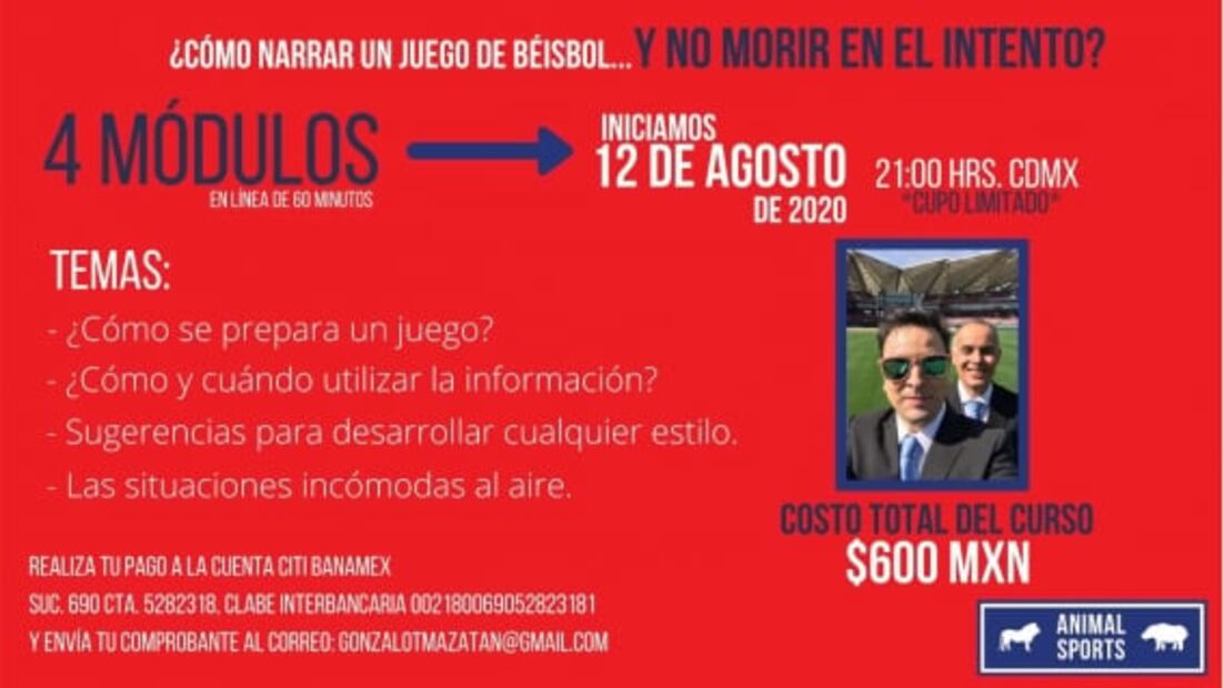 El comentarista Alfonso Lanzagorta impartirá curso para narrar beisbol