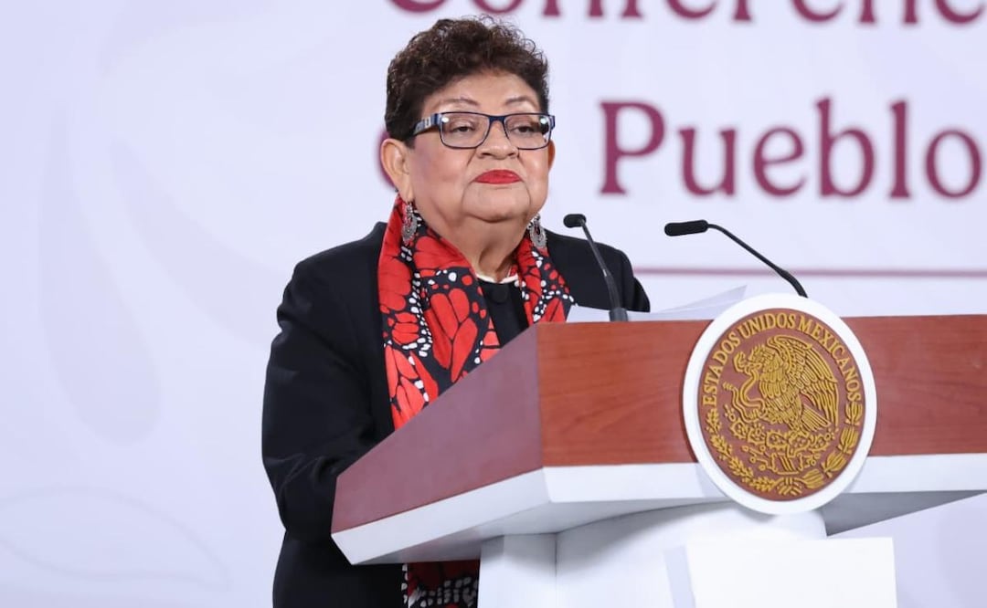 Ernestina Godoy, titular de la FGR durante la conferencia de prensa de la presidenta Claudia Sheinbaum desde Palacio Nacional (24/03/2026). Foto: Luis Camacho / EL UNIVERSAL