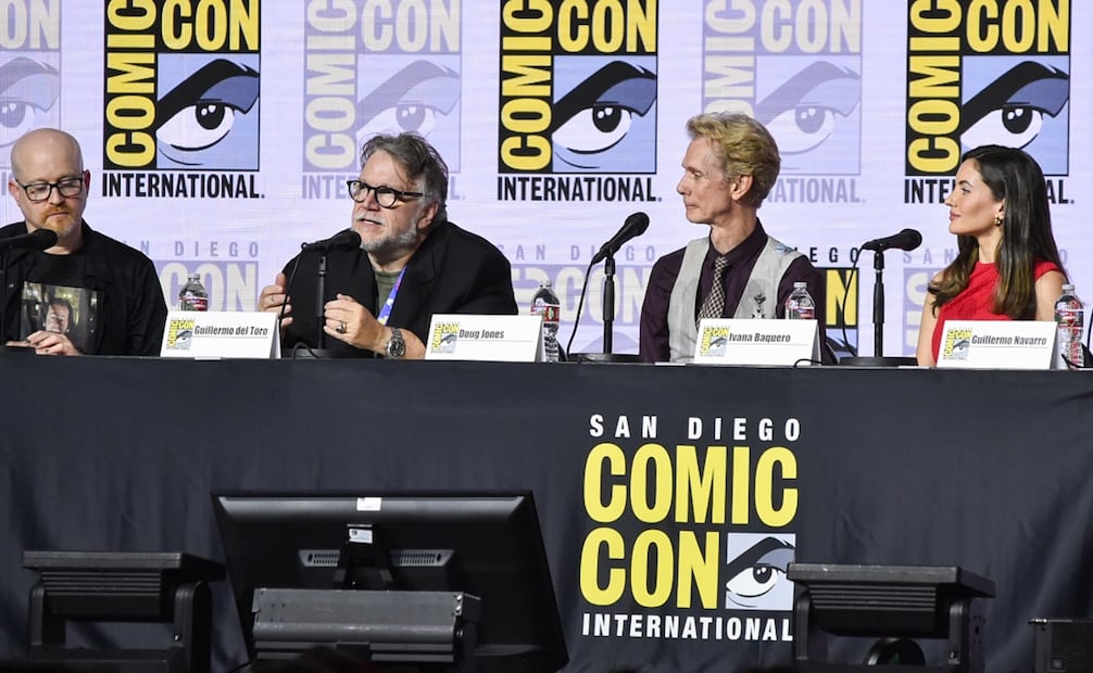 Guillermo del Toro, Doug Jones, Ivana Baquero y Guillermo Navarro asisten a un panel sobre "El laberinto del fauno" durante la Comic-Con. Foto: AP.