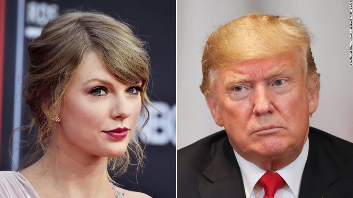La cantante Taylor Swift y el expresidente estadounidense, Donald Trump. FOTO: AGENCIAS