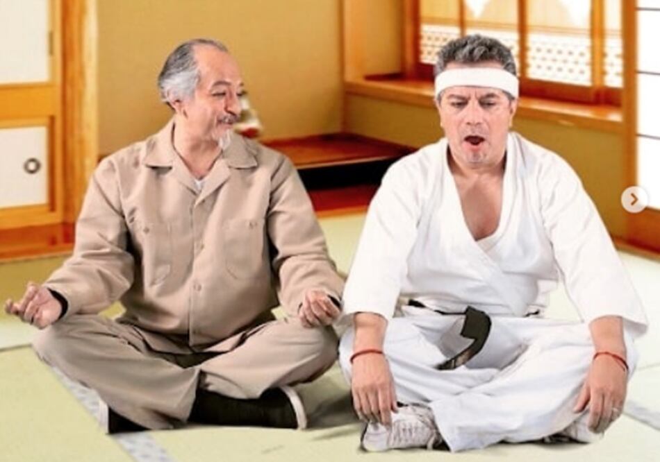 Germán y Freddy Ortega caracterizados de Miyagui y SushiSan. Foto: Captura