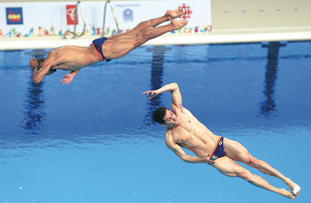 Rommel Pacheco y Jahir Ocampo, actuales campeones continentales en trampolín de tres metros sincronizado, confían en superar a los duros rivales rusos y chinos en el Mundial de Natación (JORGE ARCIGA. NOTIMEX)
