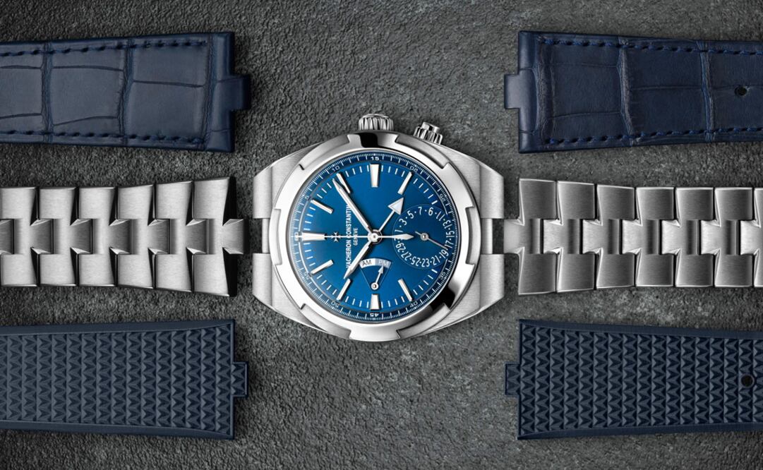 Overseas Dual Time con tres versiones de correa/brazalete.
