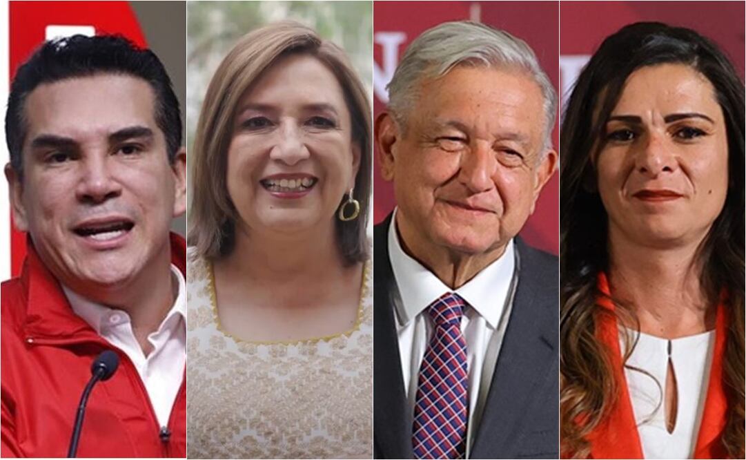Alito Moreno, Xóchitl Gálvez, Andrés Manuel López Obrador, Ana Guevara. Foto: EL UNIVERSAL