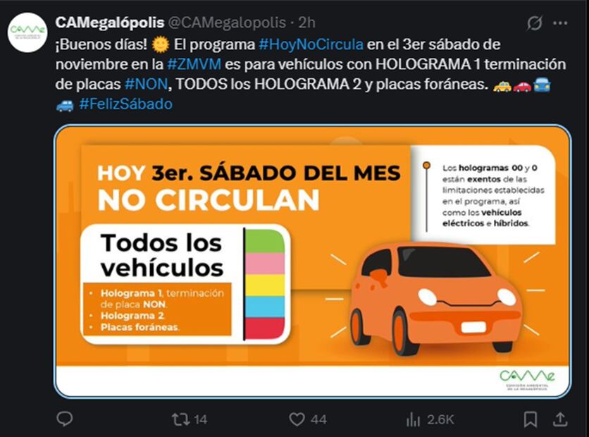 Hoy no circula. Foto: captura de pantalla