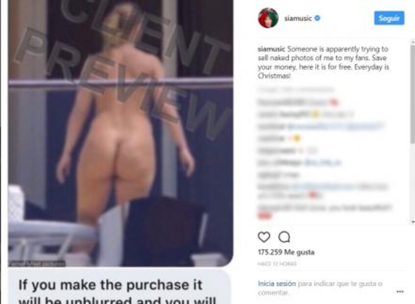Sia publica foto desnuda para evitar extorsión