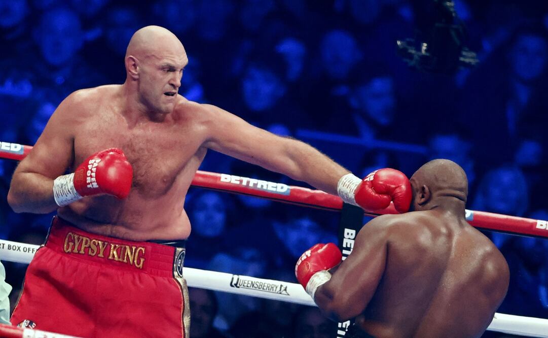 Los dos pugilistas británicos en el Tottenham Hotspur Stadium / Foto: EFE