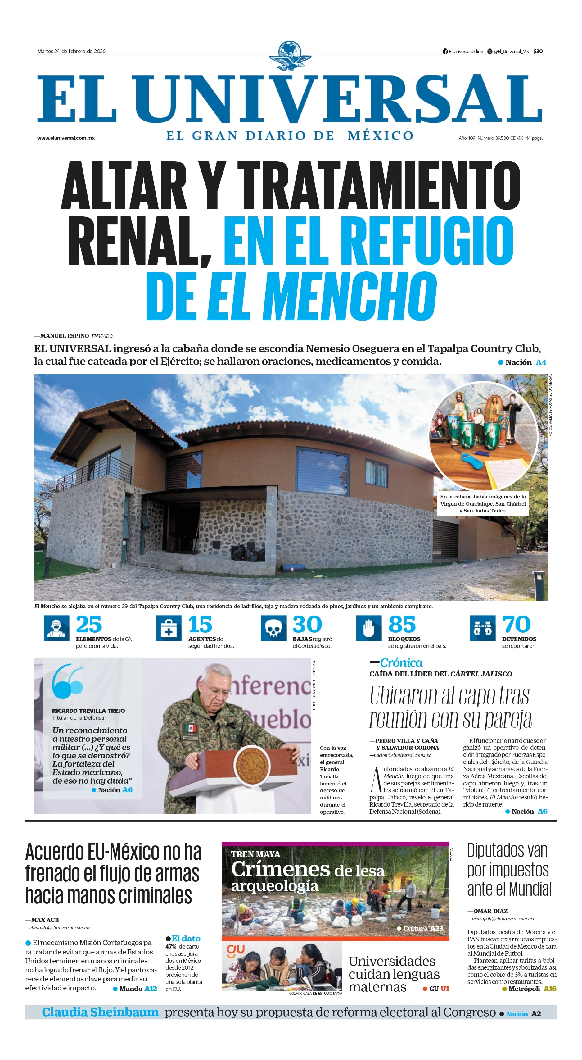 Portada impresa del 14 de febrero de 2026