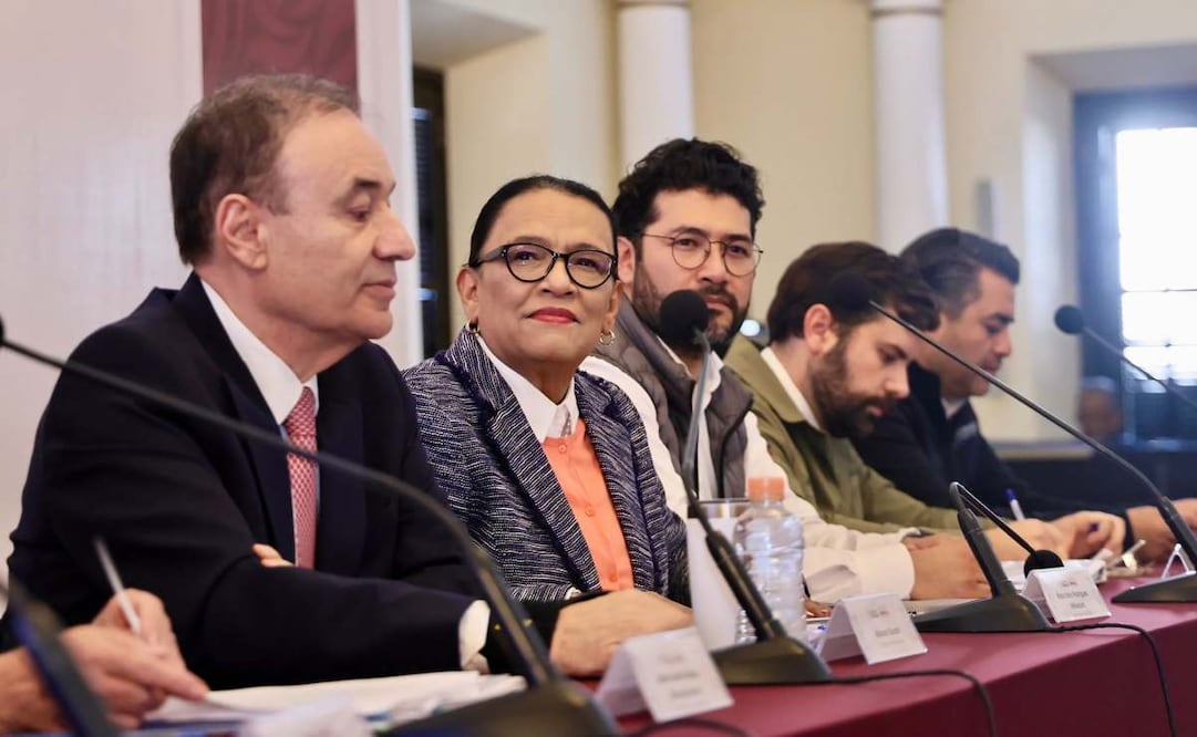 Rosa Icela Rodríguez, titular de la Segob, presentó el Plan de Justicia para Cananea este martes 23 de diciembre de 2025. Foto: Especial