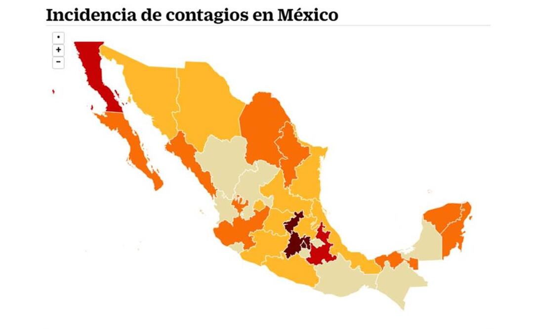 Mapa de coronavirus en México, casos por estado