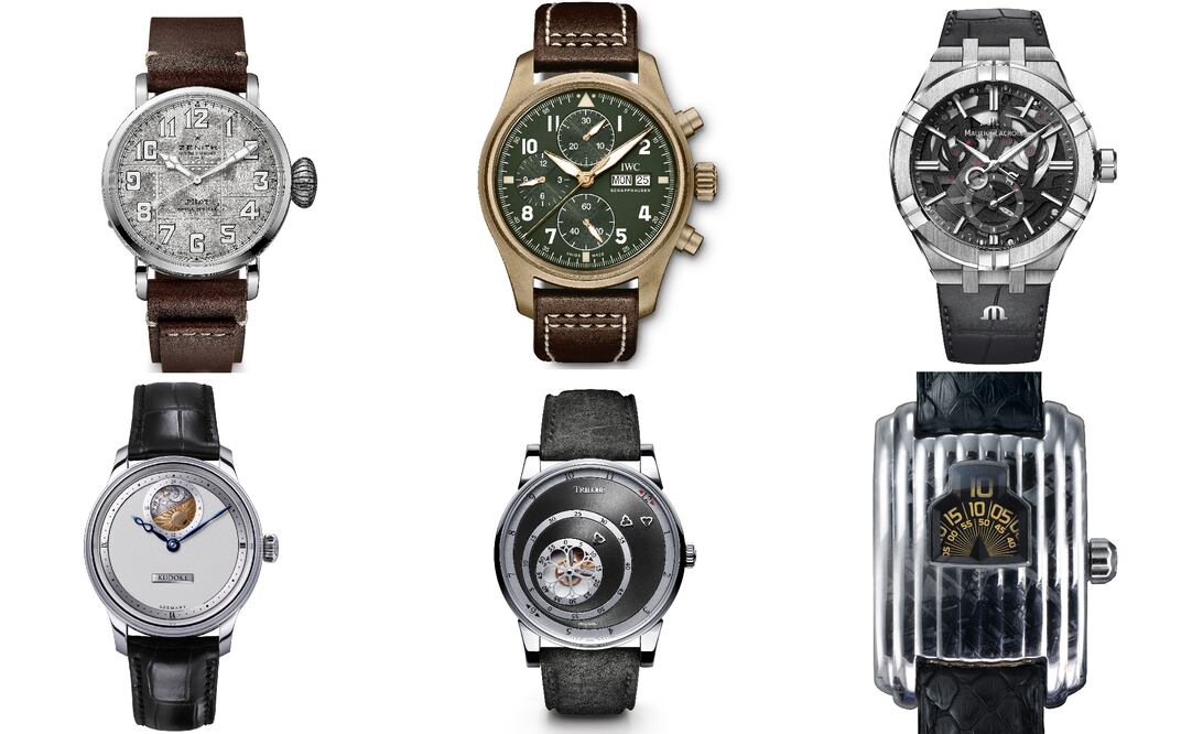 Finalistas de la Categoría ‘Petite Aiguille’: Zenith Pilot Type 20 Silver; IWC Schaffhausen Pilot’s Watch Chronograph Spitfire; Maurice Lacroix Aikon Mercury; Kudoke Kudoke 2; Trilobe Les Matinaux Sunray Grey; David Rutten Meteorite Watches Streamline