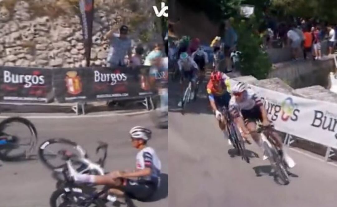 FOTO: ESPECIAL - Isaac del Toro sufre terrible caída cerca de la meta en la Vuelta a Burgos; quedó lejos de las primeras posiciones