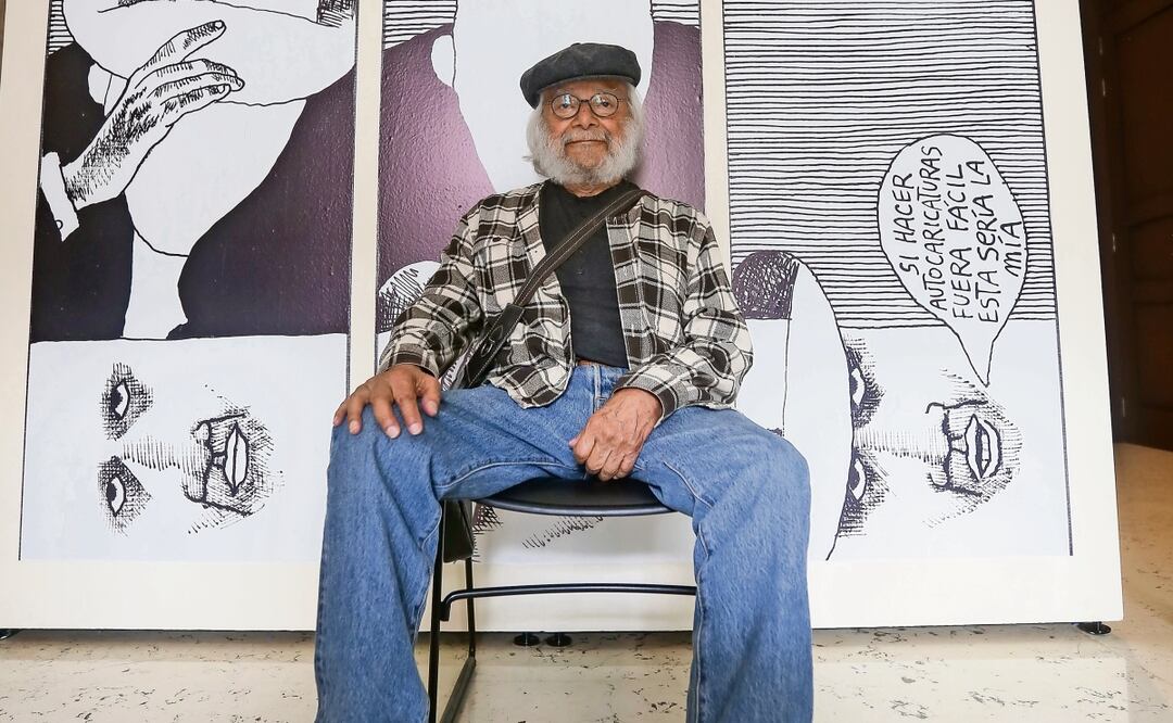 El caricaturista seleccionó parte de su obra, nunca antes expuesta o publicada, para presentarla en el Complejo Cultural Los Pinos bajo el título El Hombre de Negro y otros cartones políticos. Foto: Luis Camacho|El Universal