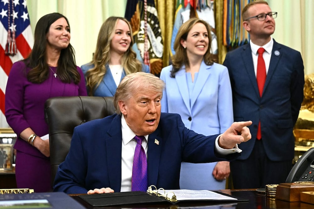 El presidente Donald Trump, en un evento sobre salud mental en la Casa Blanca. FOTO: KENT NISHIMURA.  AFP