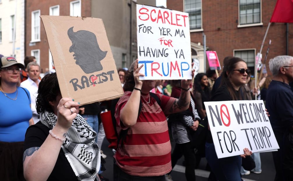 Protestas por la visita de Trump a Dublín, Irlanda, el 12 de septiembre de 2026. Foto: Neil Hall/EFE