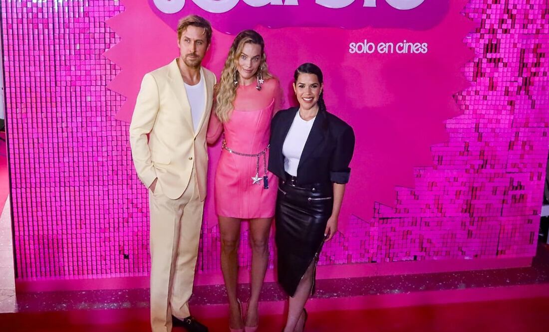 Ryan Gosling, Margot Robbie, America Ferrara en la premiere de la cinta "Barbie". Foto: Hugo Salvador/ EL UNIVERSAL