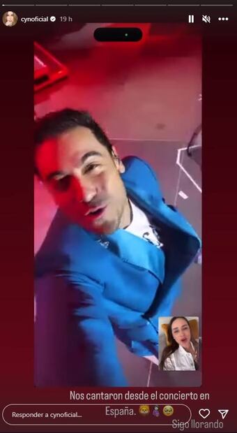 Carlos Rivera y Cynthia Rodríguez vivieron emotivo momento en videollamada.