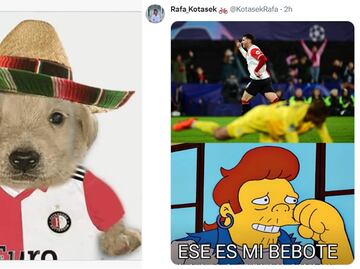 Los mejores memes del doblete de Santiago Giménez en la Champions League