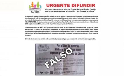 Frente por la Familia se deslinda de marcha en BCS