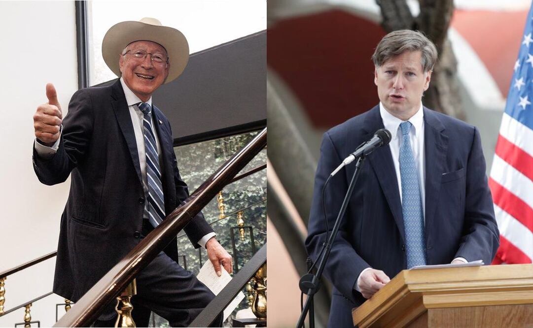 Ken Salazar felicita a Christopher Landau por su designación como subsecretario de estado. Foto: Especial