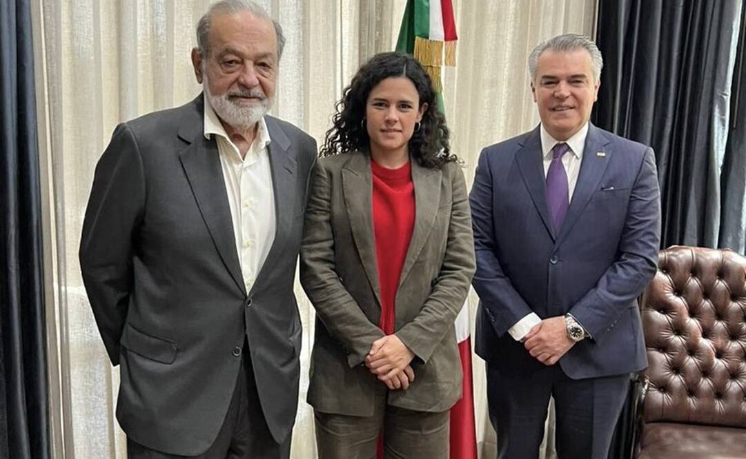 Luisa María Alcalde en reunión con Carlos Slim, presidente de Grupo Carso y Francisco Cervantes, presidente del Consejo Coordinador Empresarial / Foto: @LuisaAlcalde