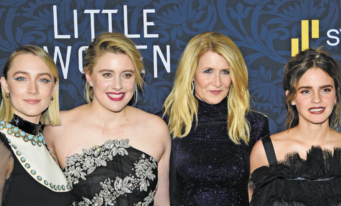 La protagonista Saoirse Ronan, la directora Greta Gerwig y las actrices Laura Dern y Emma Watson. Foto/AP
