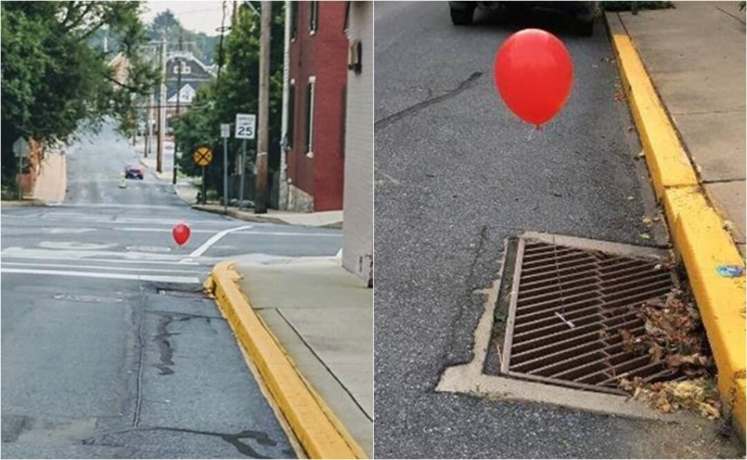 Los globos rojos son la tarjeta de presentación de Pennywise, el payaso que protagoniza la novela de terror “Eso”, de Stephen King (Foto tomada de Facebook)